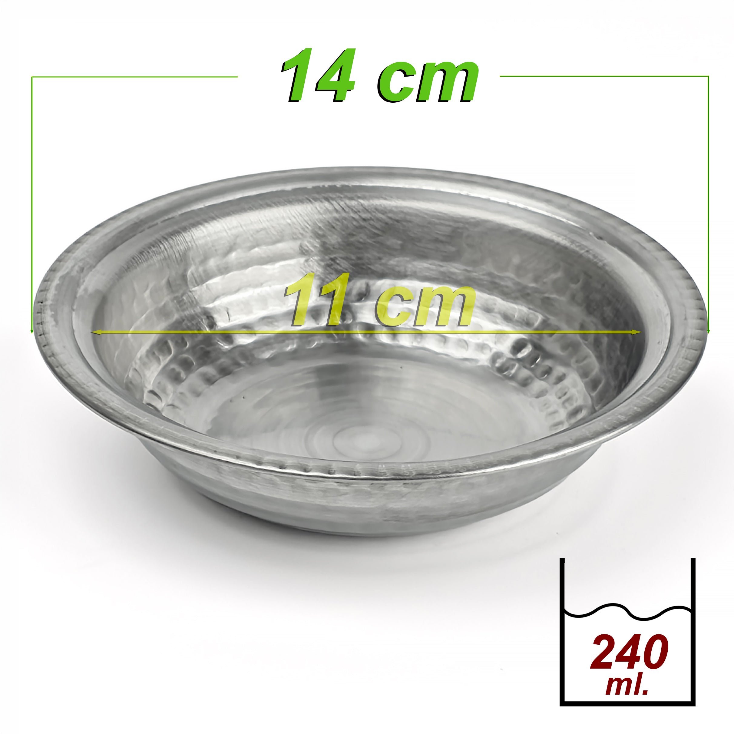 14 cm Krom Çelik Kahvaltılık ve Meze Kasesi 240 ml | Çerezlik, Sosluk, Sunum Kasesi -KASE1411