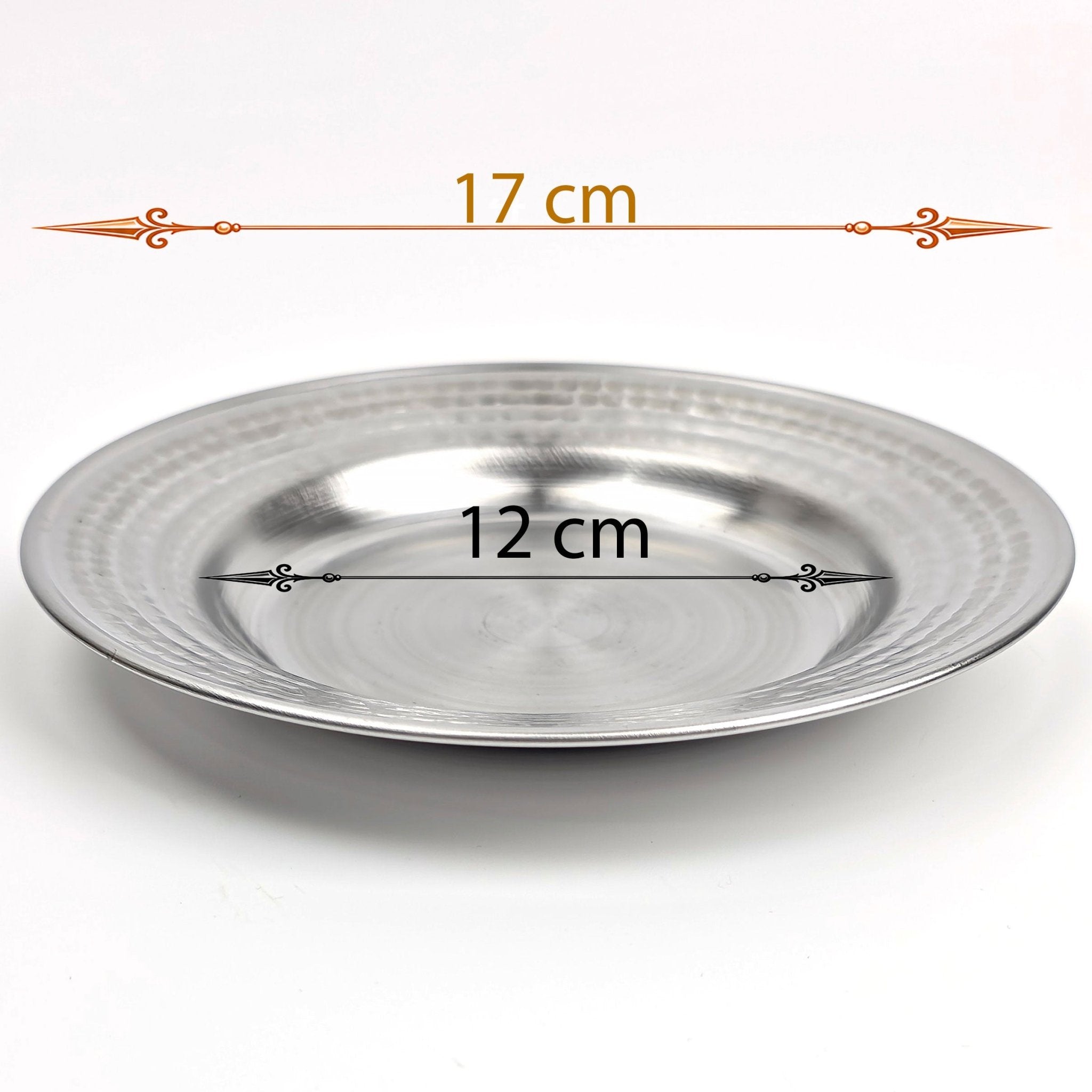 17 cm Paslanmaz Krom Çelik Servis Tabağı Desenli | Mezelik, Kahvaltılık, Salata, Patates | 1 - 4 - 6 - 12 - 30 - 100 Adet - Binbir Trend