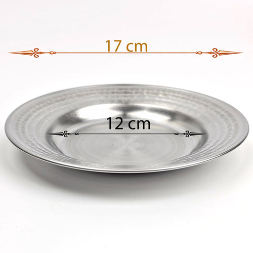 17 cm Paslanmaz Krom Çelik Servis Tabağı Desenli | Mezelik, Kahvaltılık, Salata, Patates | 1 - 4 - 6 - 12 - 30 - 100 Adet - Binbir Trend