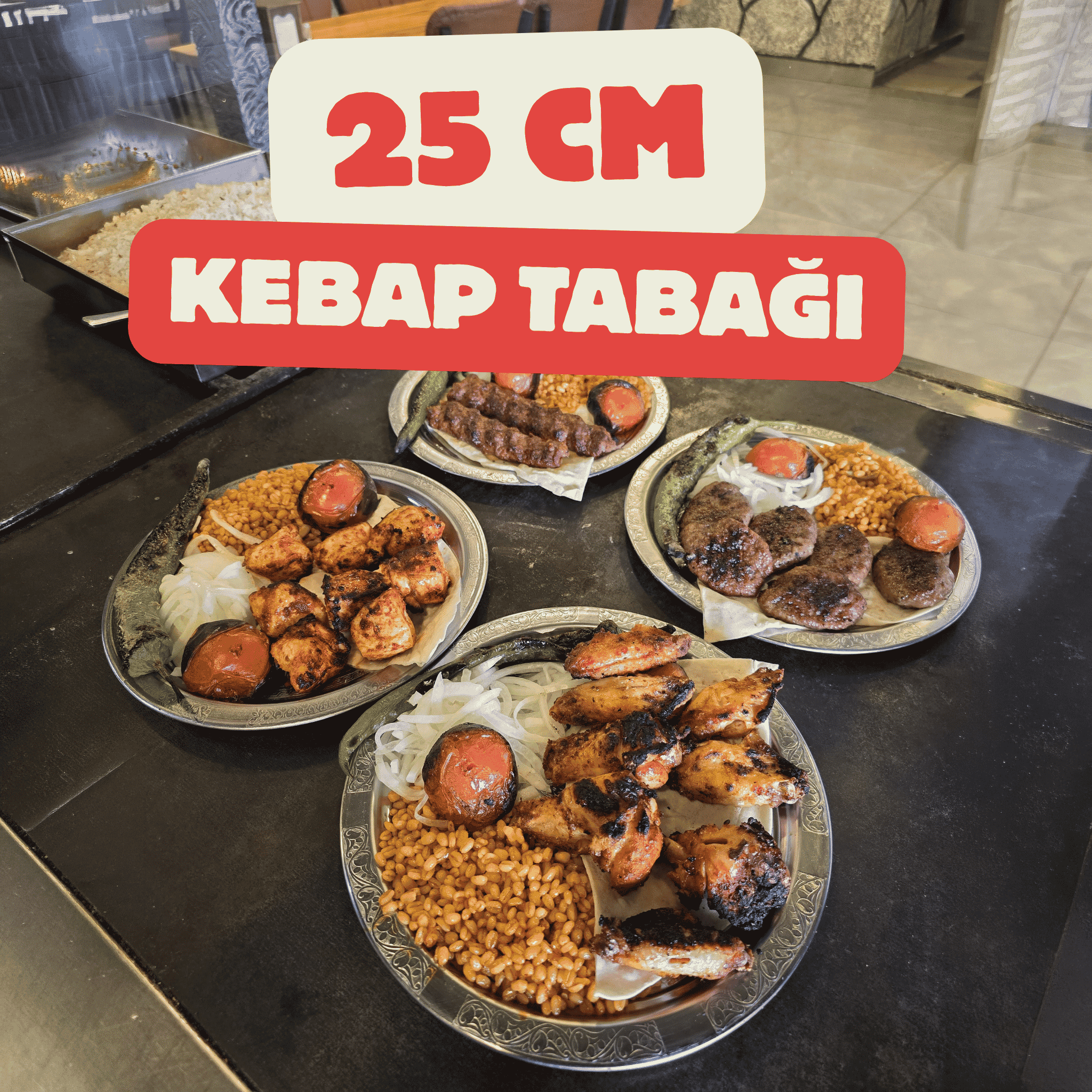 25 cm - Otantik Desenli Krom Çelik Meze ve Servis Tabağı, Salata Tabağı - Binbir Trend