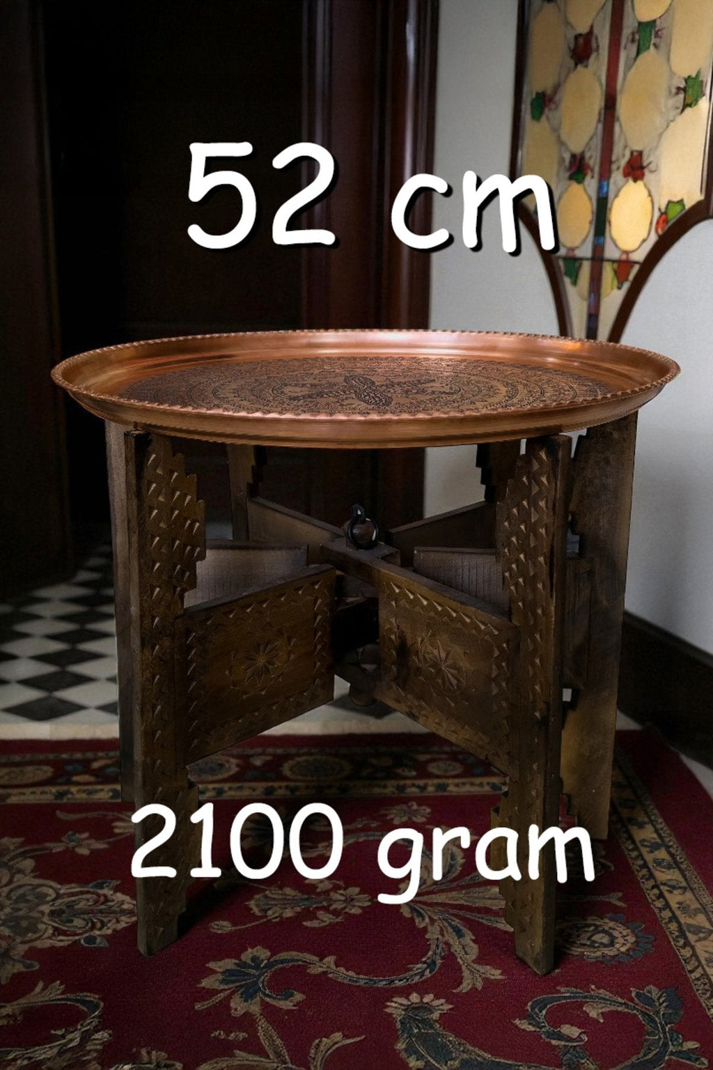 52 cm El İşlemeli Otantik Desenli Kalın Urfa Bakır Tepsi - BAKIR - TPS450 - Binbir Trend