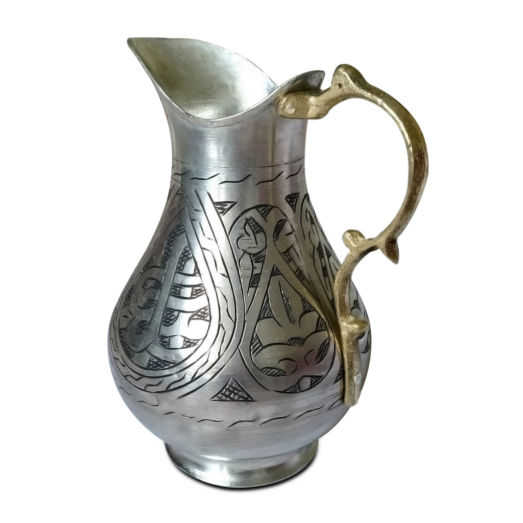 El Yapmı Keski Işlemeli Eskitme Bakır Sürahi 1900 Ml