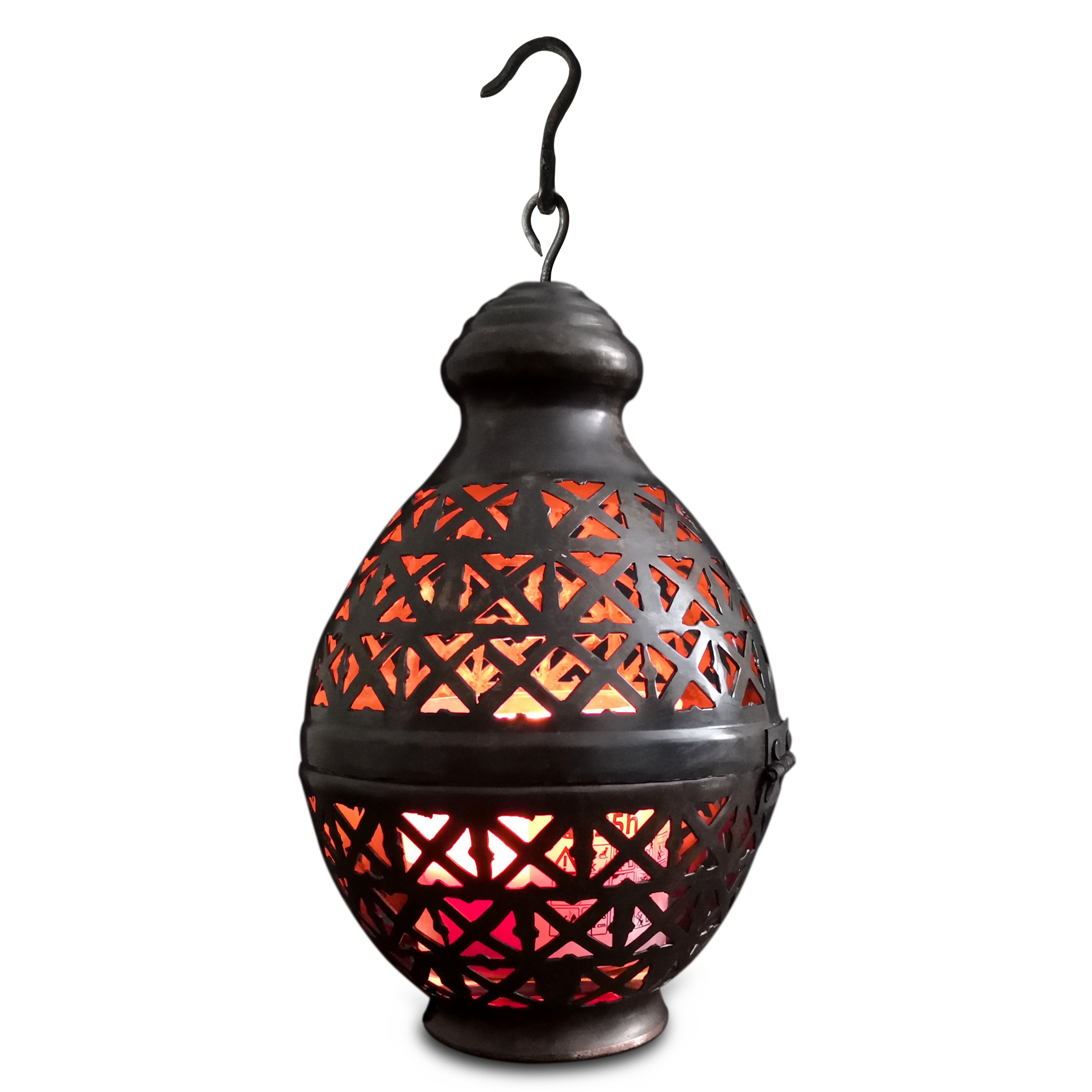 Antik Bakır Dekoratif Mum Feneri Şamdan Mumluk 19cm