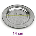 14 cm - Otantik Desenli Krom Çelik Meze ve Servis Tabağı