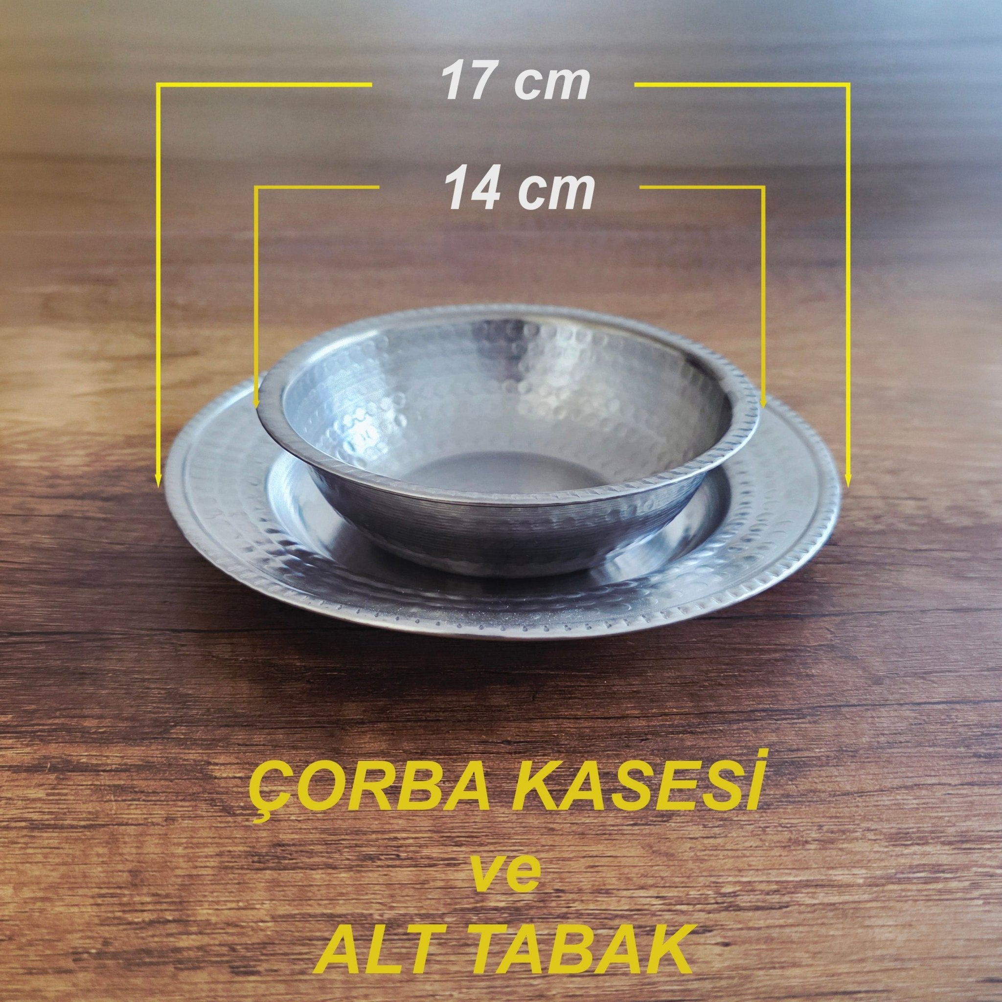 Çekic Dövme Desenli Çorba Kasesi ve Alt Tabak Takımı, Çorbalık Takımı 14cm - 17cm - Binbir Trend