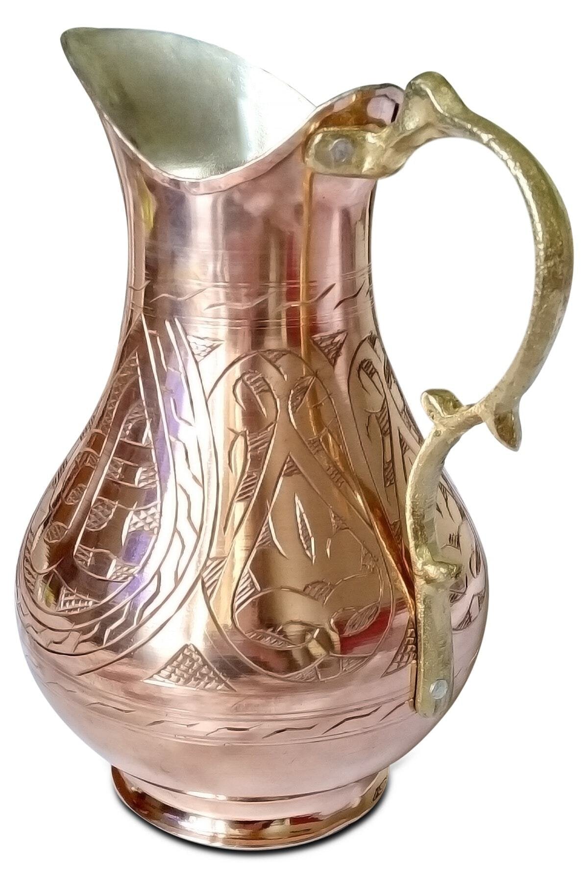 El Yapmı Keski Işlemeli Bakır Sürahi 1900 Ml - Binbir Trend