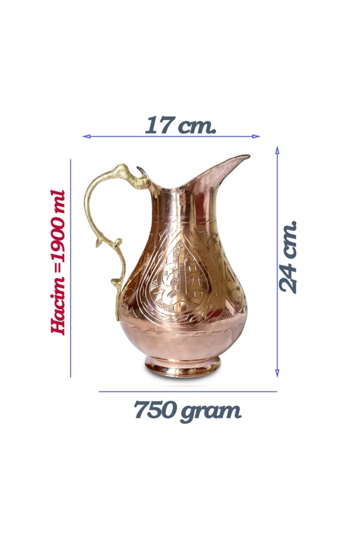 El Yapmı Keski Işlemeli Bakır Sürahi 1900 Ml - Binbir Trend