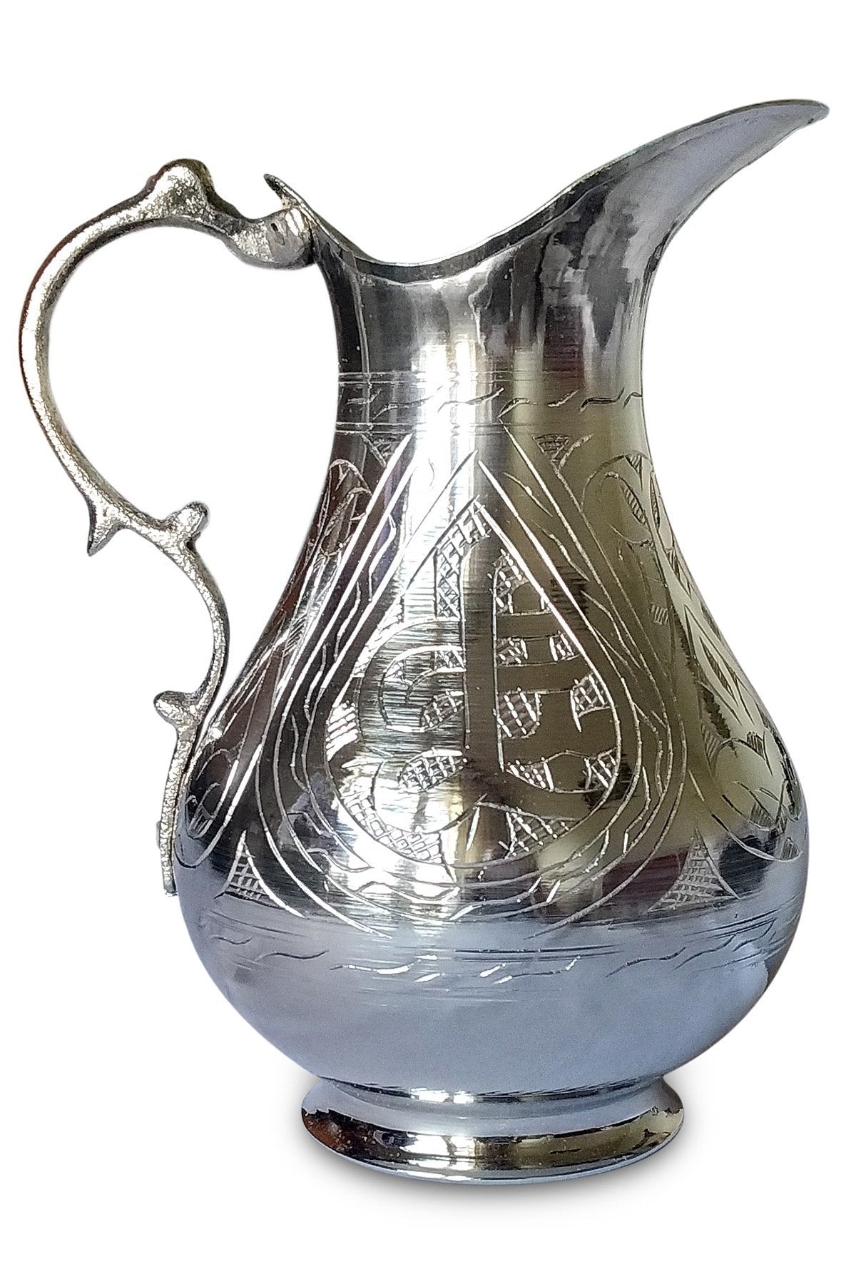El Yapmı Keski Işlemeli Nikel Kaplama Bakır Sürahi 1900 Ml - Binbir Trend