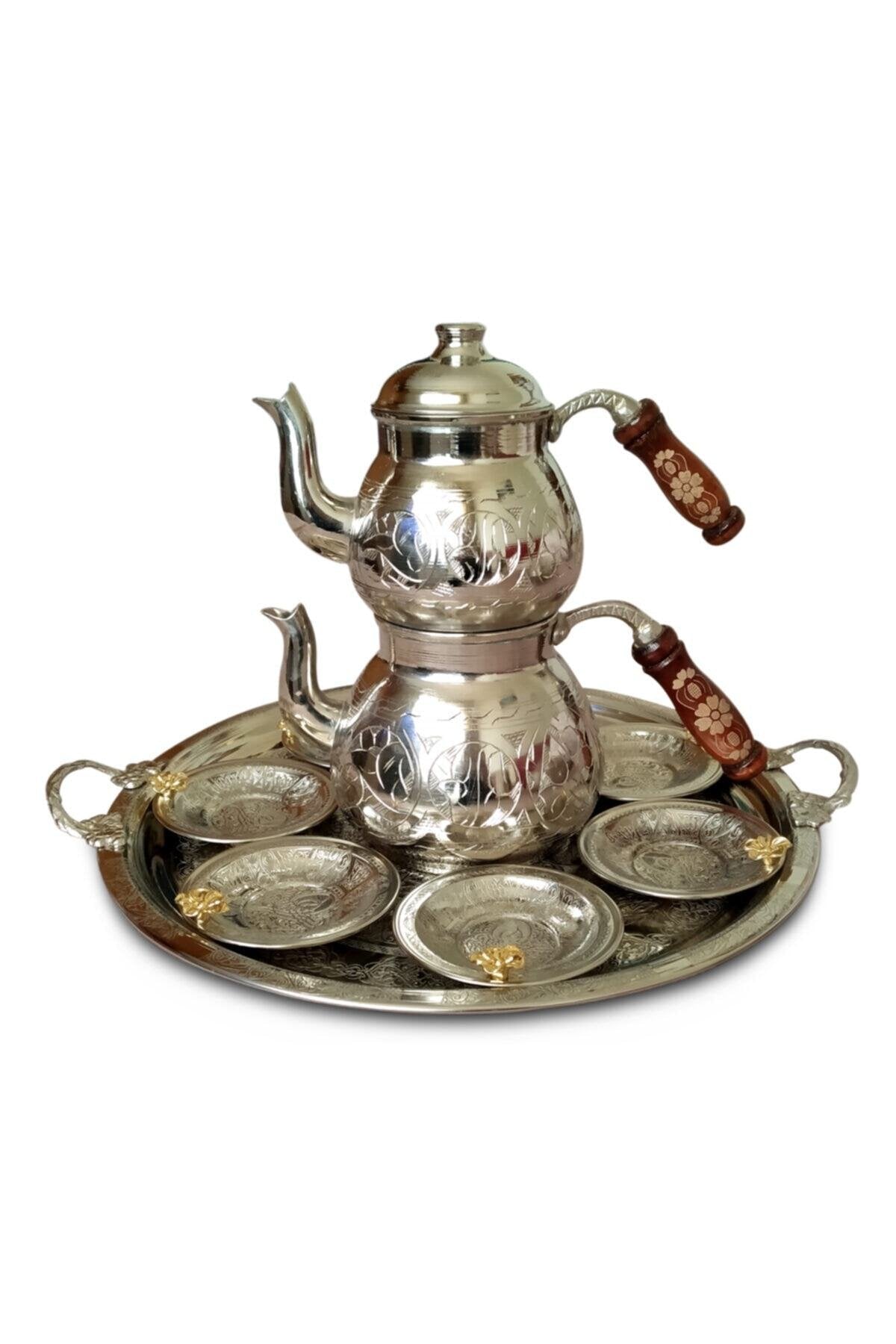 Keski Işlemeli Tepsili Bakır Çaydanlık Ve Çay Seti - Binbir TrendKeski Işlemeli Tepsili Bakır Çaydanlık Ve Çay SetiBinbir TrendBinbir Trend1