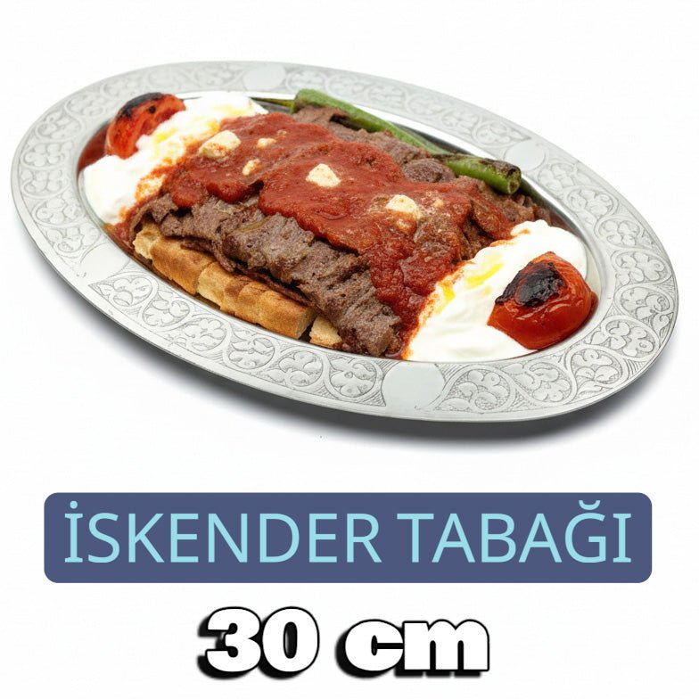Oval Krom Çelik İskender ve Servis Tabağı – Otantik İşlemeli, 30 cm - Binbir Trend