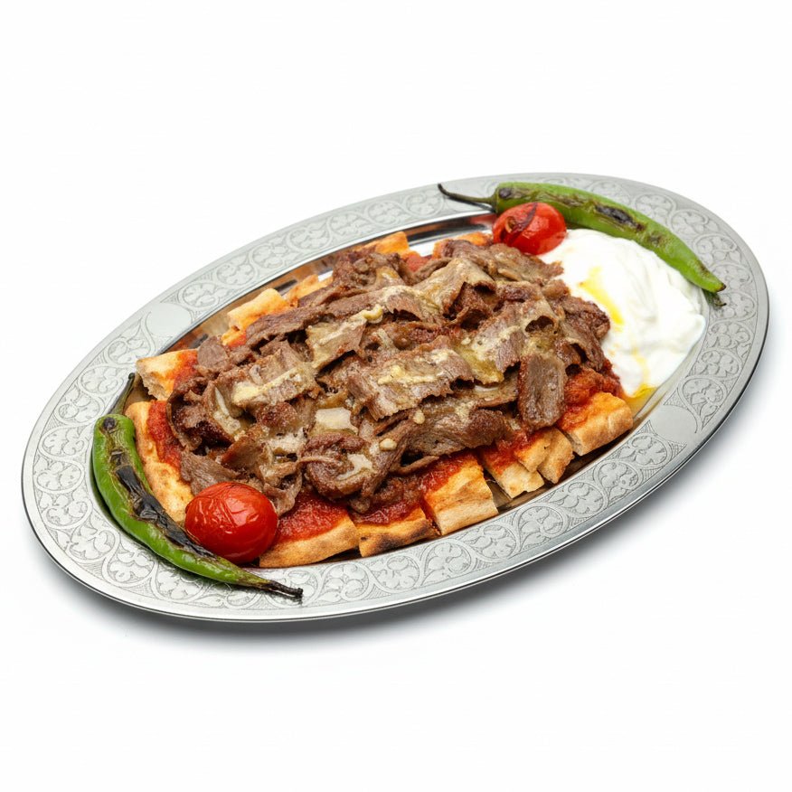 Oval Krom Çelik İskender ve Servis Tabağı – Otantik İşlemeli, 35 cm - Binbir Trend