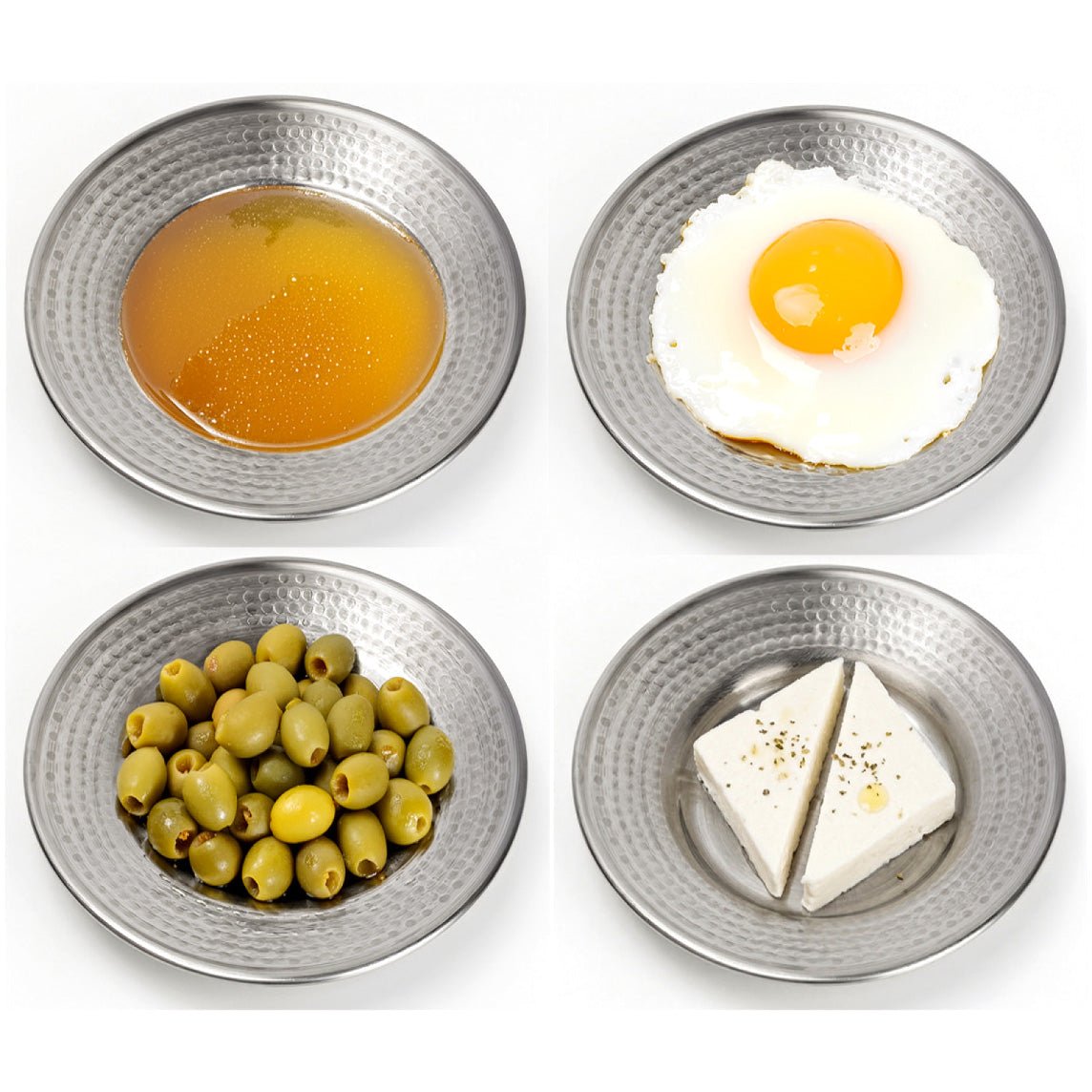 Paslanmaz Krom Çelik Dövme Desenli Kahvaltı Tabağı ve Meze Tabağı (4 - 6 - 12 - 30 - 50 - 100 Adet Seçenekli) - Binbir Trend