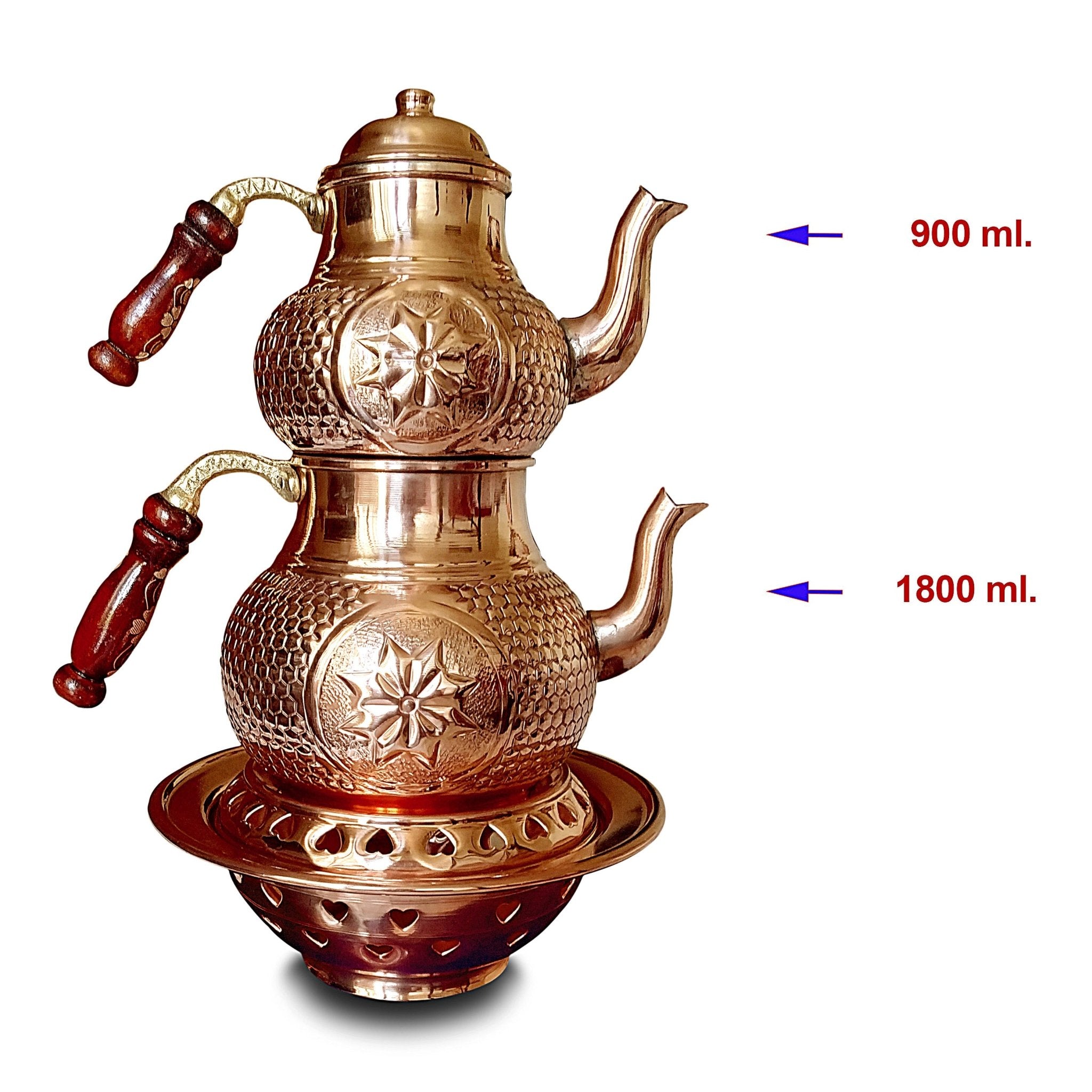 Petek Zımbalı Tepsili Ocaklı Bakır Çaydanlık 0,8 Mm. - Binbir Trend