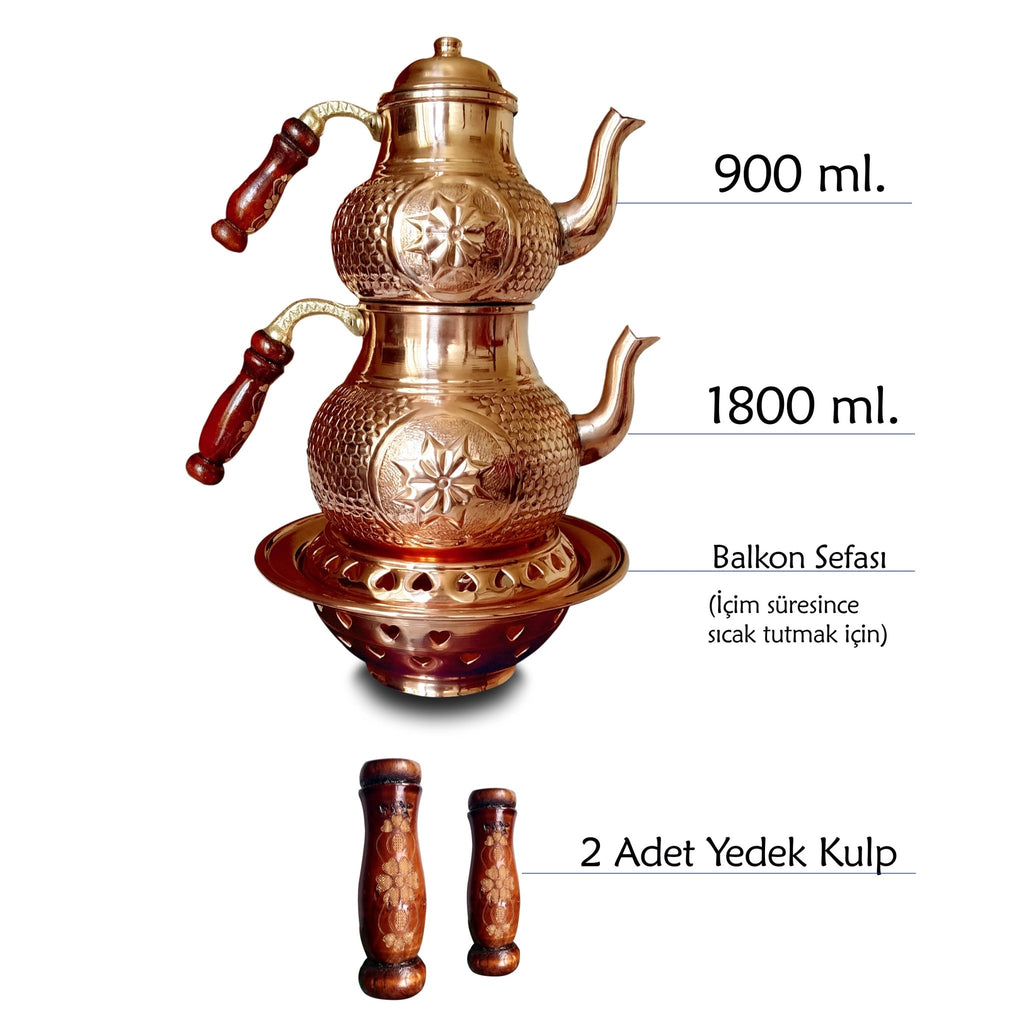 Petek Zımbalı Tepsili Ocaklı Bakır Çaydanlık 0,8 Mm. - Binbir Trend