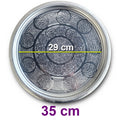 35 cm - Otantik Desenli Krom Çelik Meze ve Servis Tabağı, Salata Tabağı