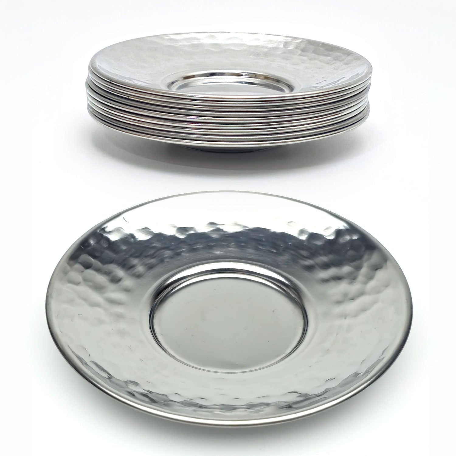 Paslanmaz Çelik Çekiç Dövmeli Çay Tabağı 10 cm – 6 / 12 / 50 / 100’lü Set Seçenekleri