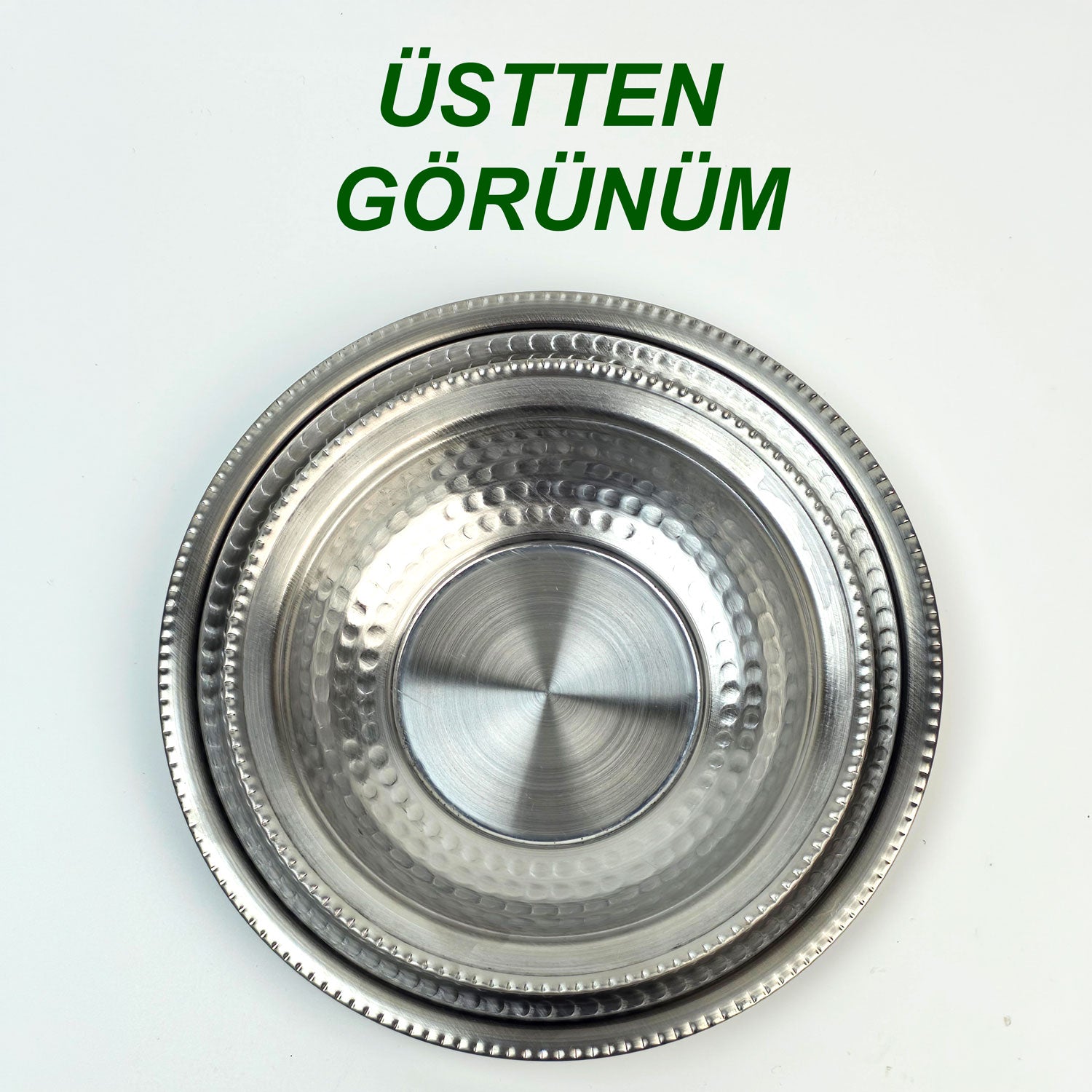 Paslanmaz Çelik 2'li Yemek Tabağı Seti - Lokanta Tipi Krom Çukur Tabak & Altlık (500ml)