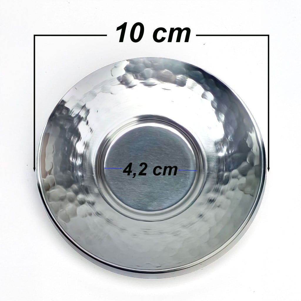 Paslanmaz Çelik Çekiç Dövmeli Çay Tabağı 10 cm – 6 / 12 / 50 / 100’lü Set Seçenekleri